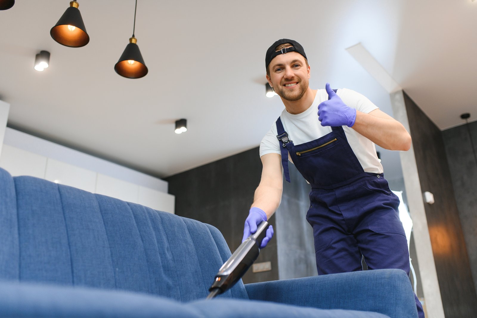 Proceso de limpieza profesional de alfombras y sofás